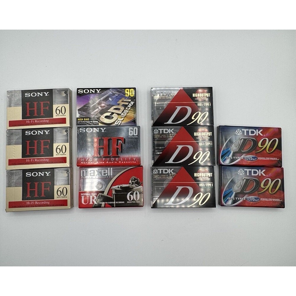 Lot of 11 Maxell Sony TDK Blank Audio Cassette Tapes 60 & 90 Min New Sealed